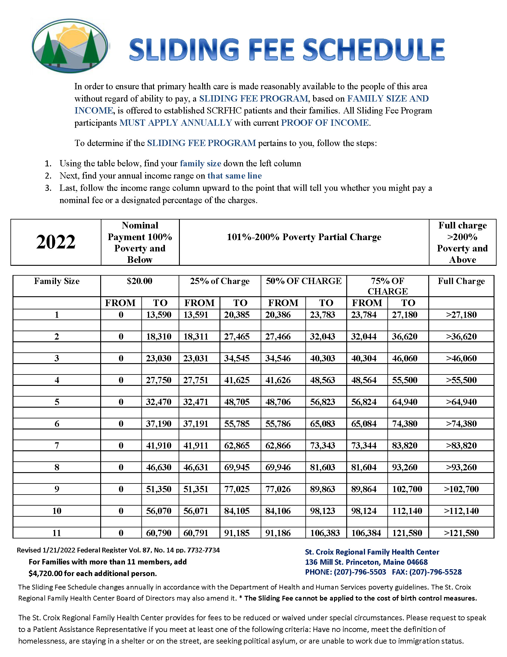 20220401 2022 SF Schedule back of app St. Croix Regional Family